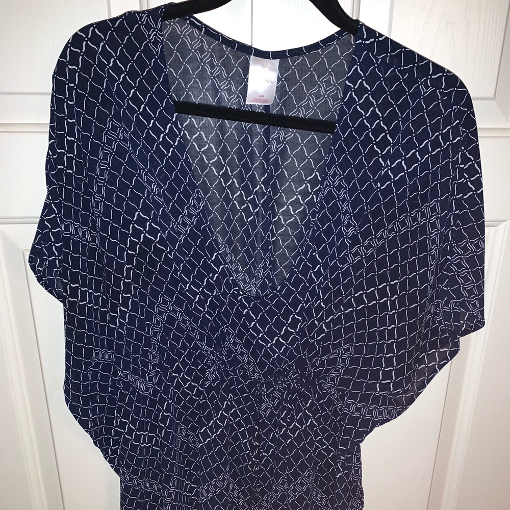 butterfly sleeve sheer tunic with cinch waist